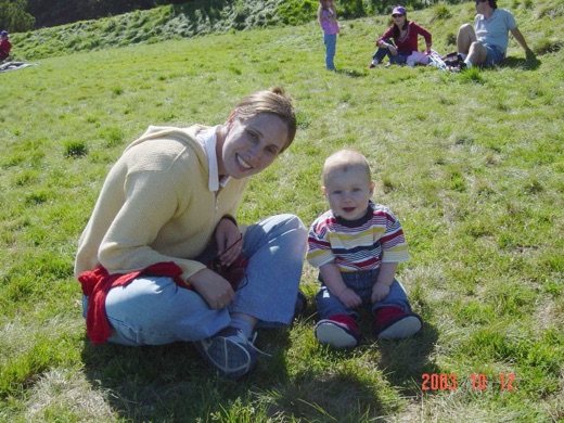 Alex and mummy enjoy the sun at Crissy Field on fleet week. Alex can now sit up without falling over every time.