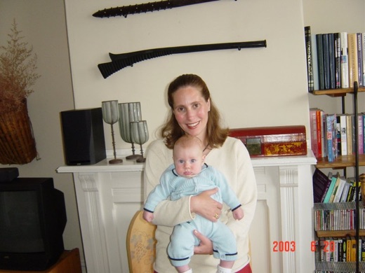 A picture of mummy holding Alex around his 3 month birthday. Alex thinks mummy is the best mummy in the whole world.
