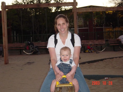 Alex and mummy had a go on a see-saw in the Marina. Guess who had a lot of fun!