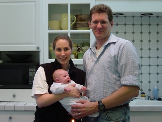 Alex, Neil and Emily on little Alex's 4 week birthday. He's already over 10 pounds at this point.